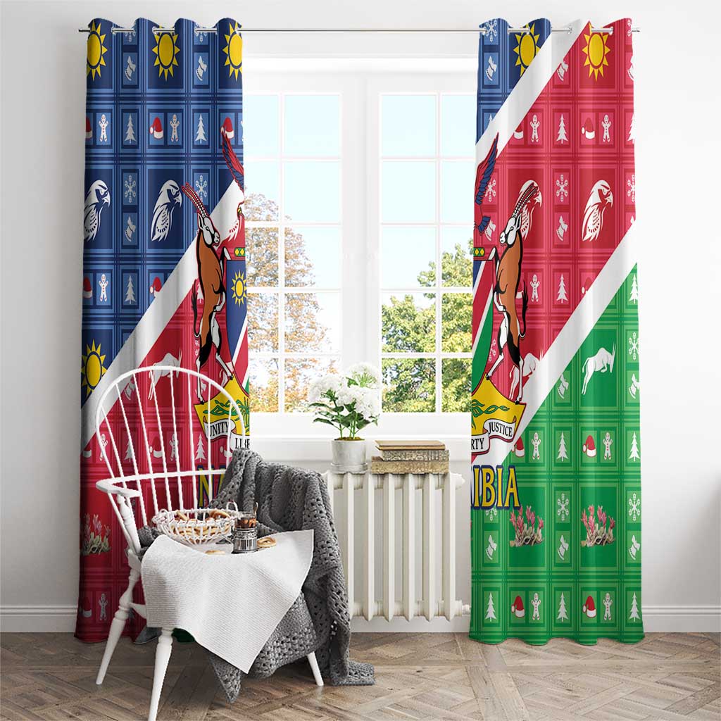 Namibia Christmas Window Curtain Coat Of Arms Frohe Weihnachten - Wonder Print Shop