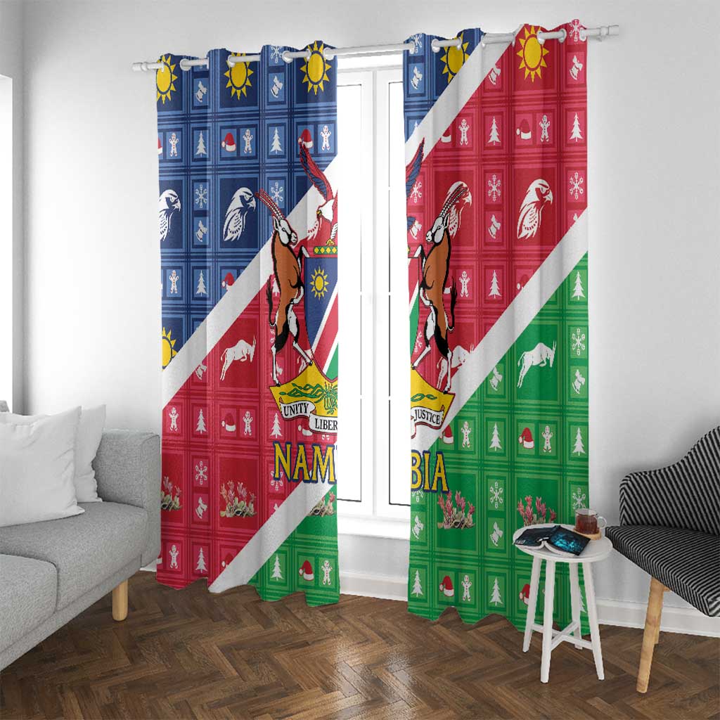 Namibia Christmas Window Curtain Coat Of Arms Frohe Weihnachten - Wonder Print Shop
