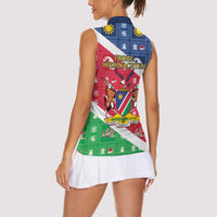 Namibia Christmas Women Sleeveless Polo Shirt Coat Of Arms Frohe Weihnachten - Wonder Print Shop