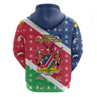 Namibia Christmas Zip Hoodie Coat Of Arms Frohe Weihnachten - Wonder Print Shop