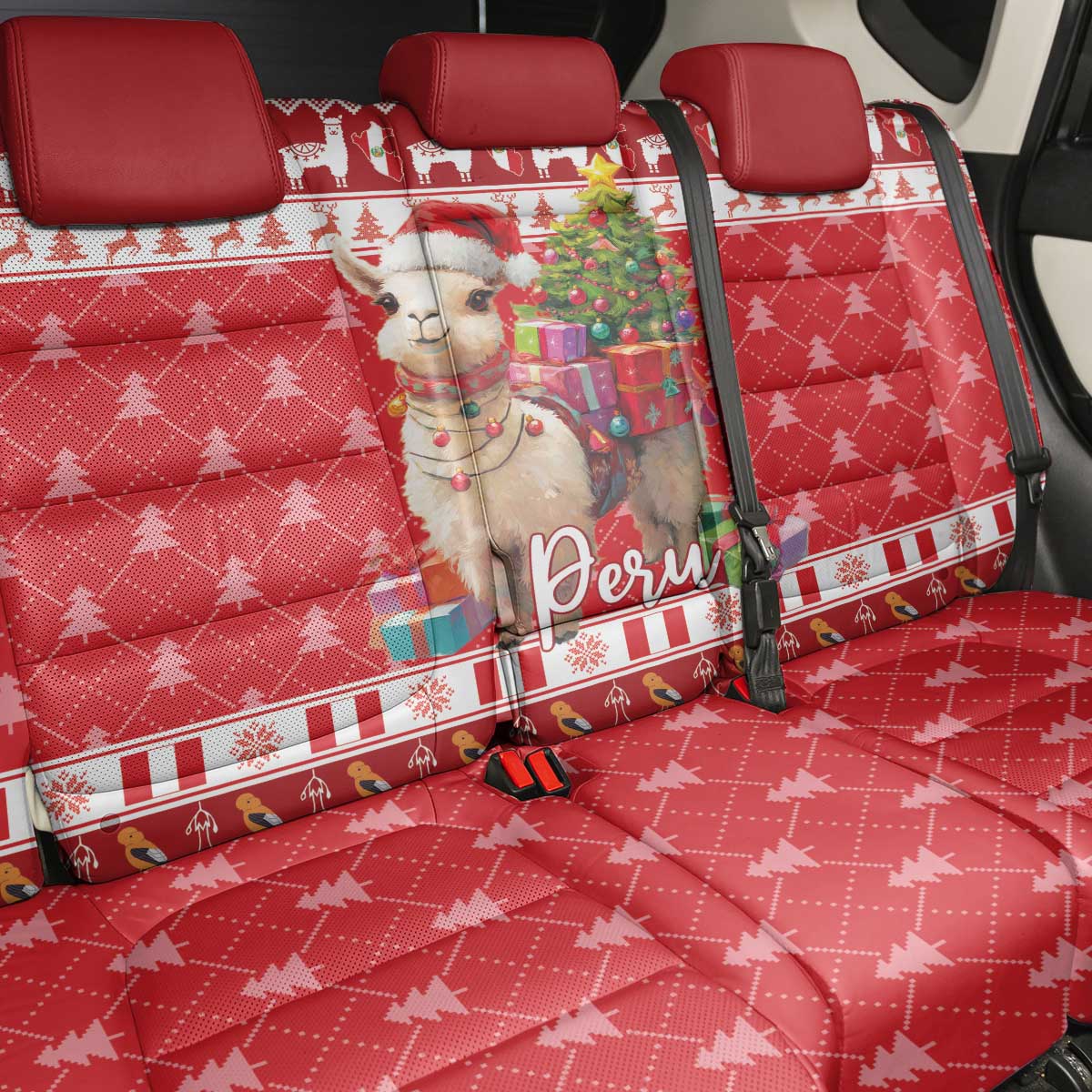 Peru Christmas Back Car Seat Cover Peruvian Alpaca Feliz Navidad - Wonder Print Shop