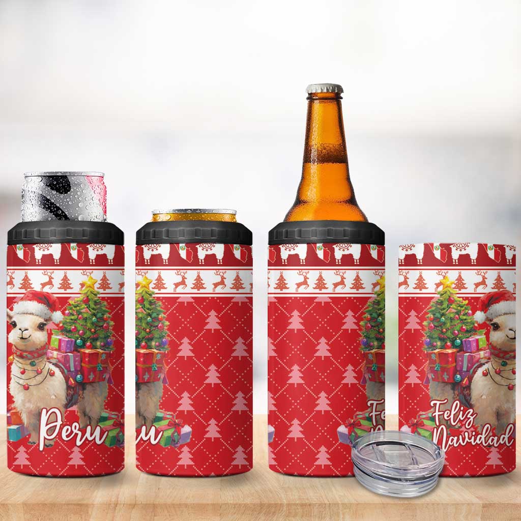 Peru Christmas 4 in 1 Can Cooler Tumbler Peruvian Alpaca Feliz Navidad - Wonder Print Shop