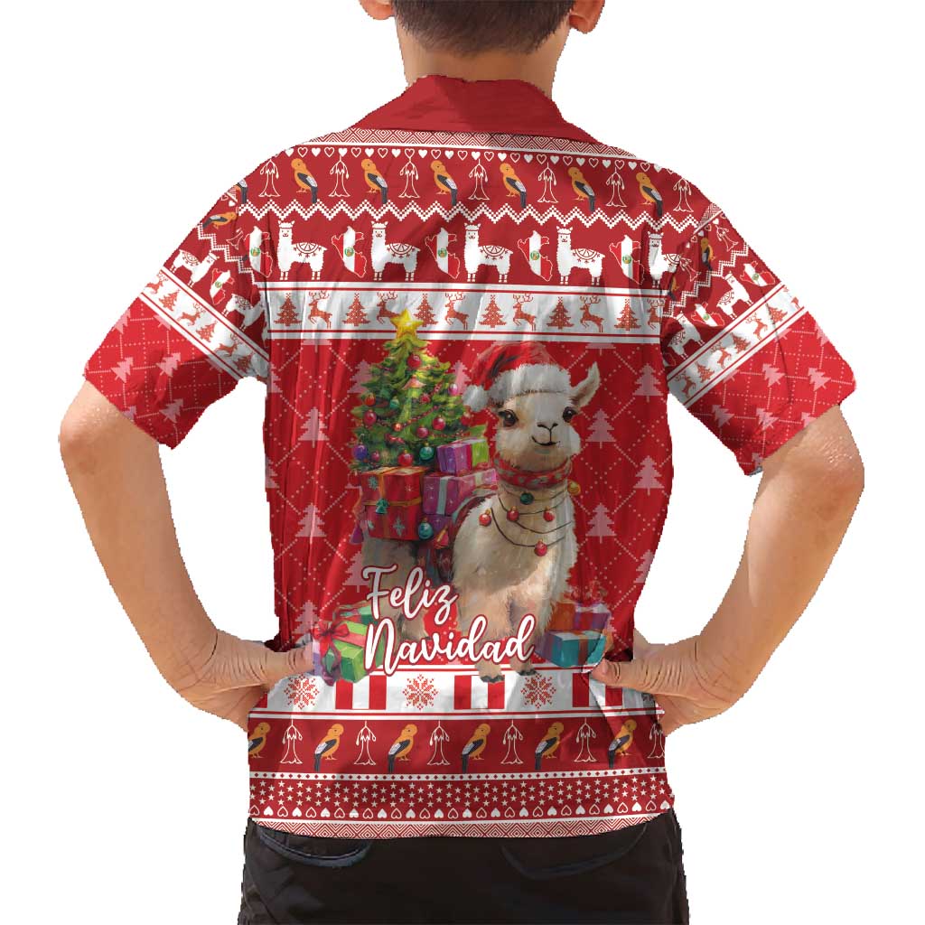 Peru Christmas Family Matching Long Sleeve Bodycon Dress and Hawaiian Shirt Peruvian Alpaca Feliz Navidad - Wonder Print Shop