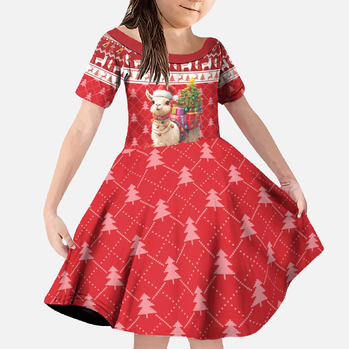 Peru Christmas Family Matching Off The Shoulder Long Sleeve Dress and Hawaiian Shirt Peruvian Alpaca Feliz Navidad - Wonder Print Shop