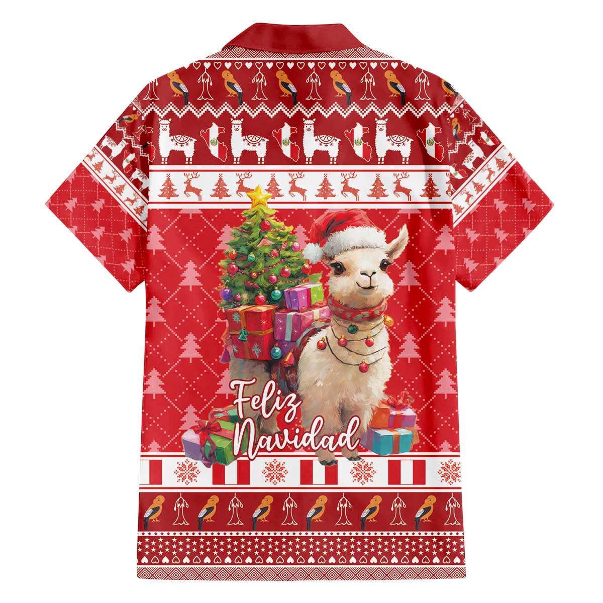 Peru Christmas Family Matching Off The Shoulder Long Sleeve Dress and Hawaiian Shirt Peruvian Alpaca Feliz Navidad - Wonder Print Shop