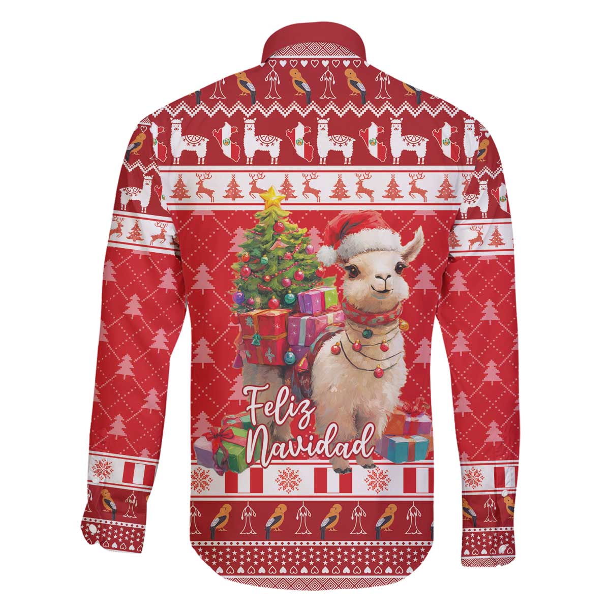 Peru Christmas Family Matching Off The Shoulder Long Sleeve Dress and Hawaiian Shirt Peruvian Alpaca Feliz Navidad - Wonder Print Shop