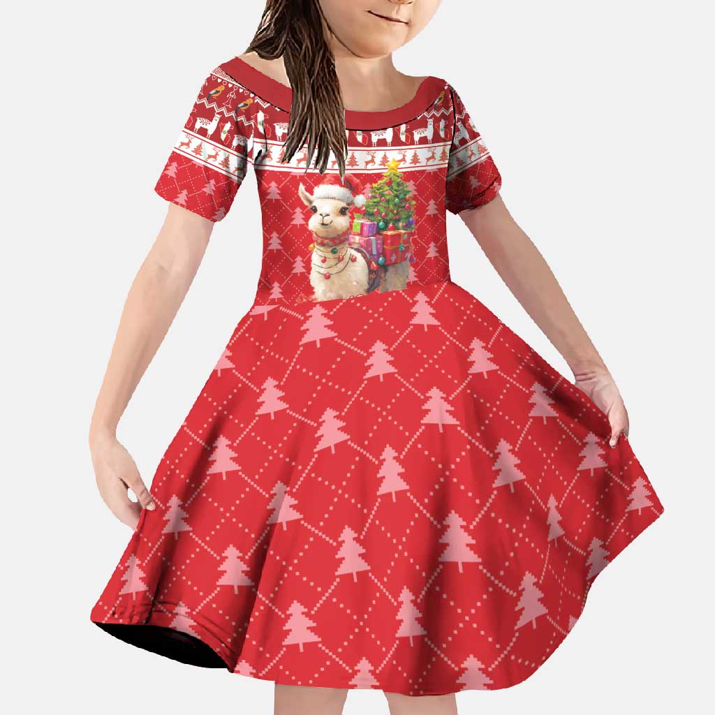 Peru Christmas Family Matching Short Sleeve Bodycon Dress and Hawaiian Shirt Peruvian Alpaca Feliz Navidad - Wonder Print Shop