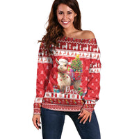 Peru Christmas Off Shoulder Sweater Peruvian Alpaca Feliz Navidad - Wonder Print Shop