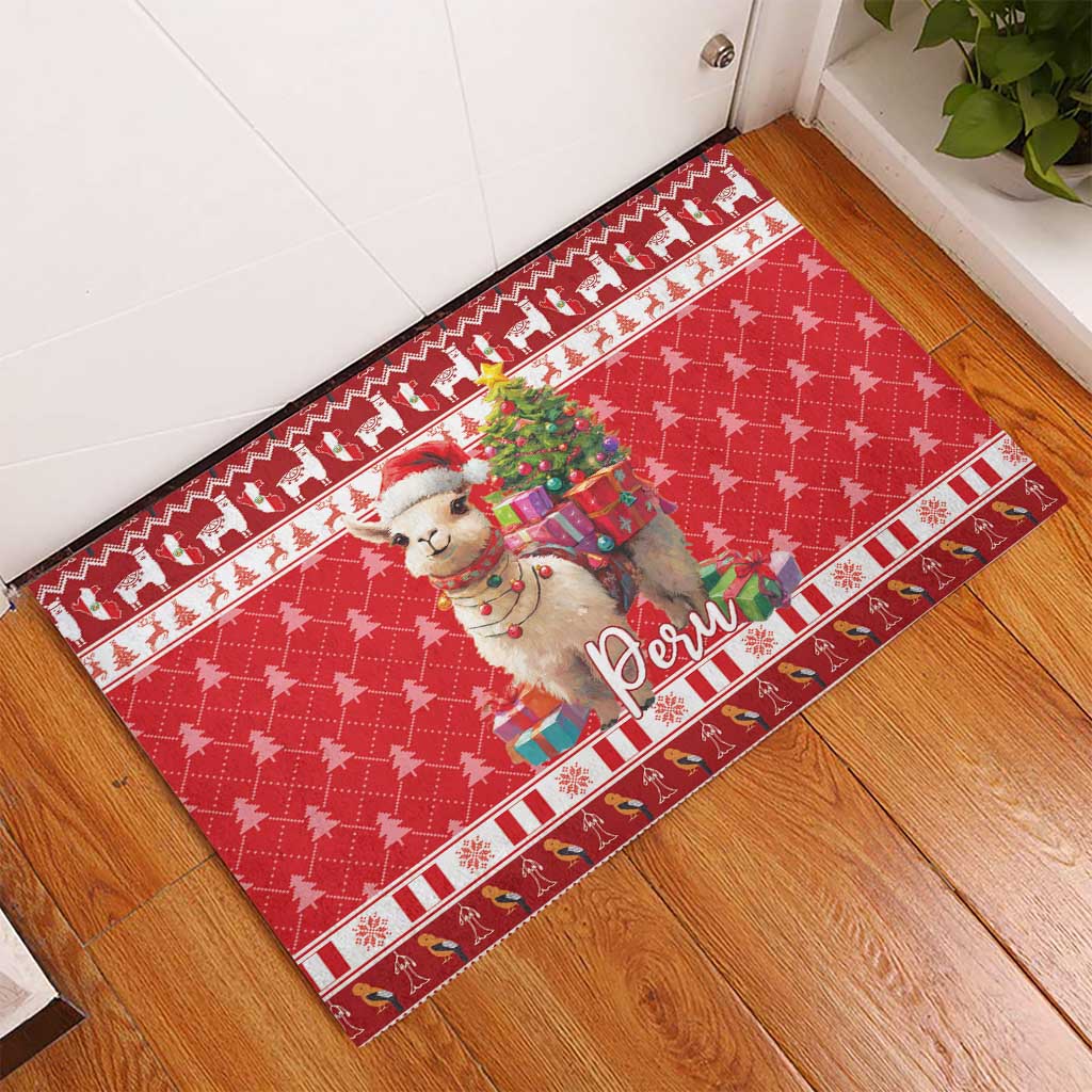 Peru Christmas Rubber Doormat Peruvian Alpaca Feliz Navidad - Wonder Print Shop