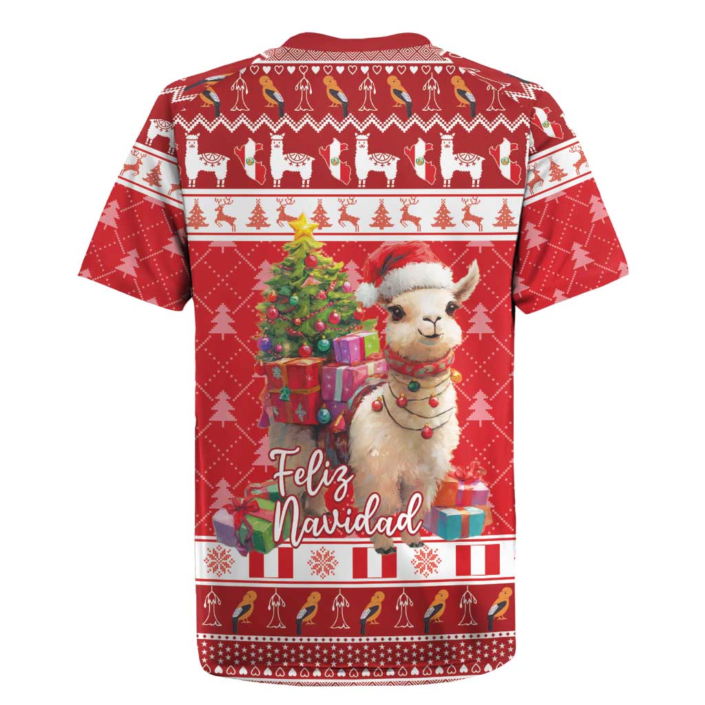 Peru Christmas Rugby Jersey Peruvian Alpaca Feliz Navidad - Wonder Print Shop