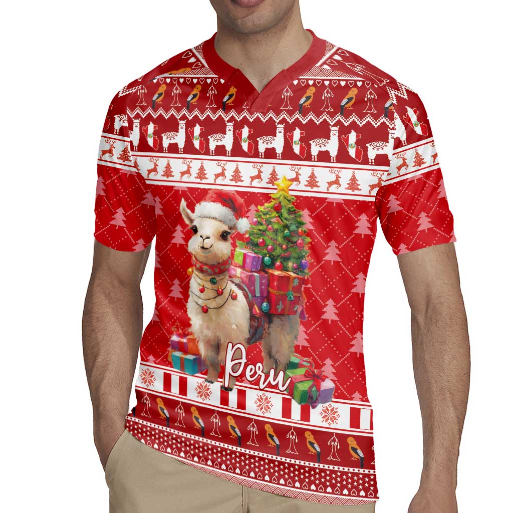 Peru Christmas Rugby Jersey Peruvian Alpaca Feliz Navidad - Wonder Print Shop