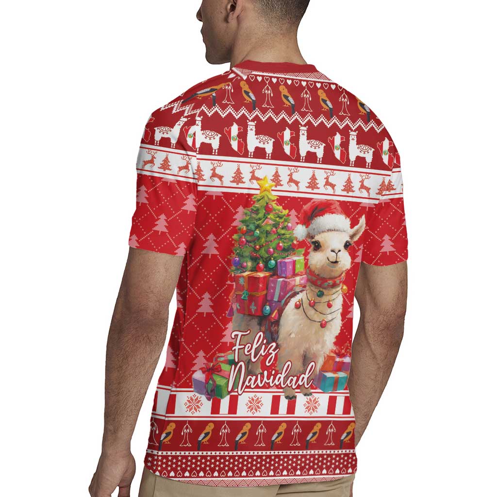 Peru Christmas Rugby Jersey Peruvian Alpaca Feliz Navidad - Wonder Print Shop