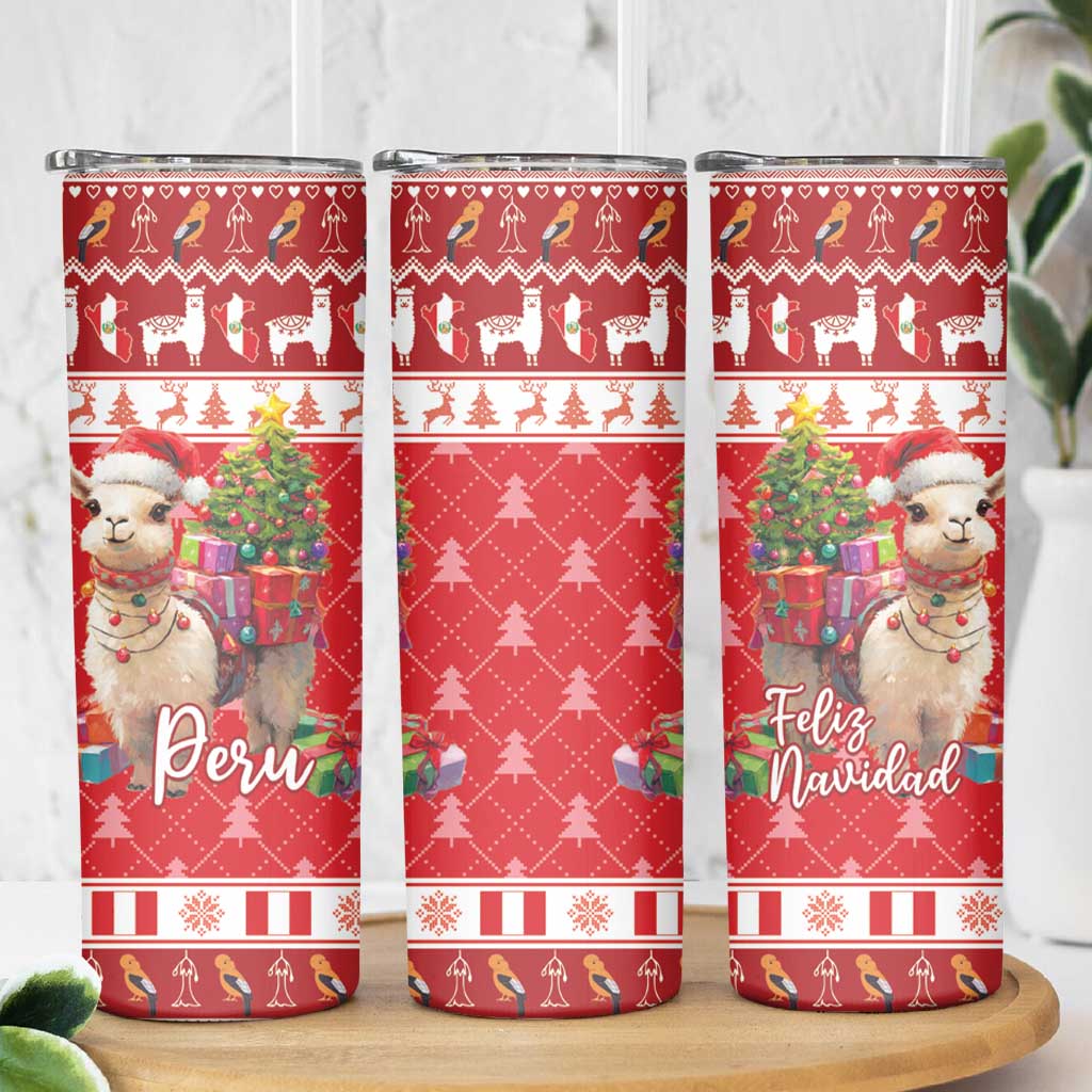 Peru Christmas Skinny Tumbler Peruvian Alpaca Feliz Navidad - Wonder Print Shop