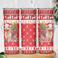 Peru Christmas Skinny Tumbler Peruvian Alpaca Feliz Navidad - Wonder Print Shop