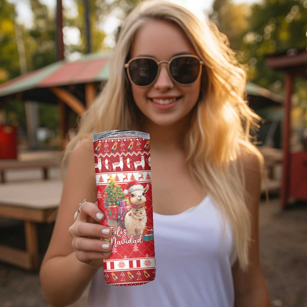 Peru Christmas Skinny Tumbler Peruvian Alpaca Feliz Navidad - Wonder Print Shop
