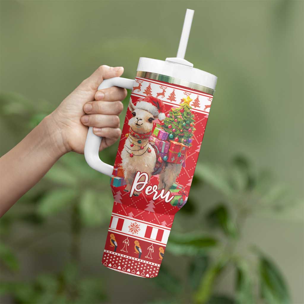 Peru Christmas Tumbler With Handle Peruvian Alpaca Feliz Navidad - Wonder Print Shop