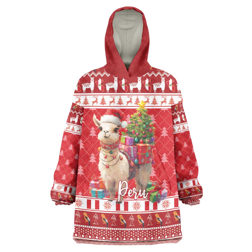 Peru Christmas Wearable Blanket Hoodie Peruvian Alpaca Feliz Navidad - Wonder Print Shop