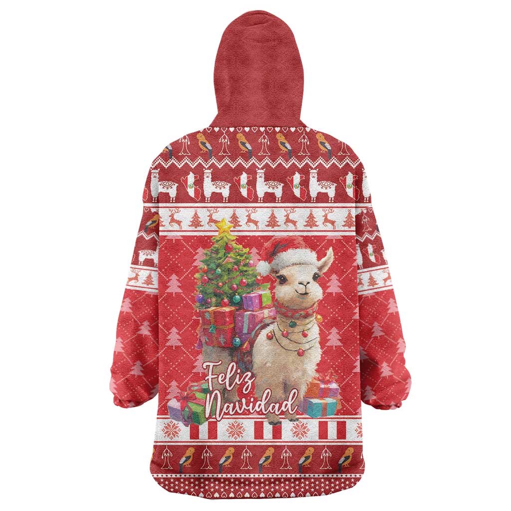 Peru Christmas Wearable Blanket Hoodie Peruvian Alpaca Feliz Navidad - Wonder Print Shop