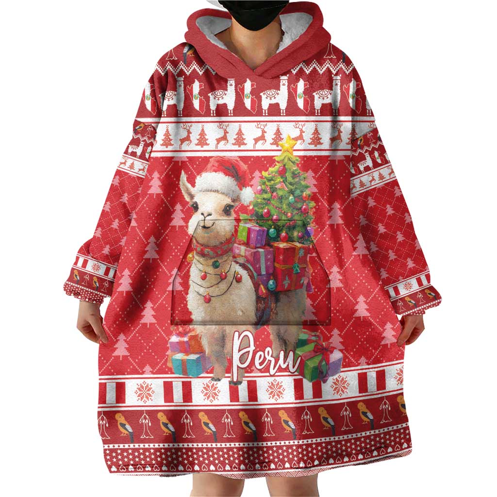 Peru Christmas Wearable Blanket Hoodie Peruvian Alpaca Feliz Navidad - Wonder Print Shop