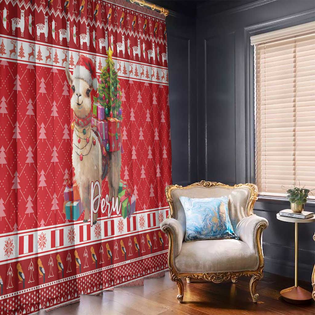 Peru Christmas Window Curtain Peruvian Alpaca Feliz Navidad - Wonder Print Shop