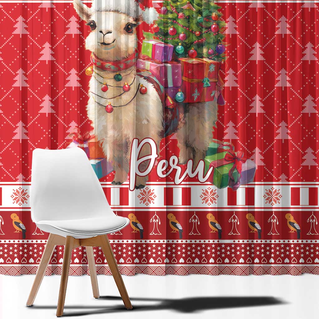 Peru Christmas Window Curtain Peruvian Alpaca Feliz Navidad - Wonder Print Shop