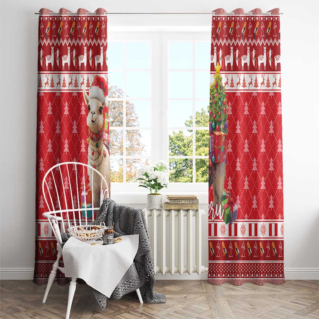 Peru Christmas Window Curtain Peruvian Alpaca Feliz Navidad - Wonder Print Shop