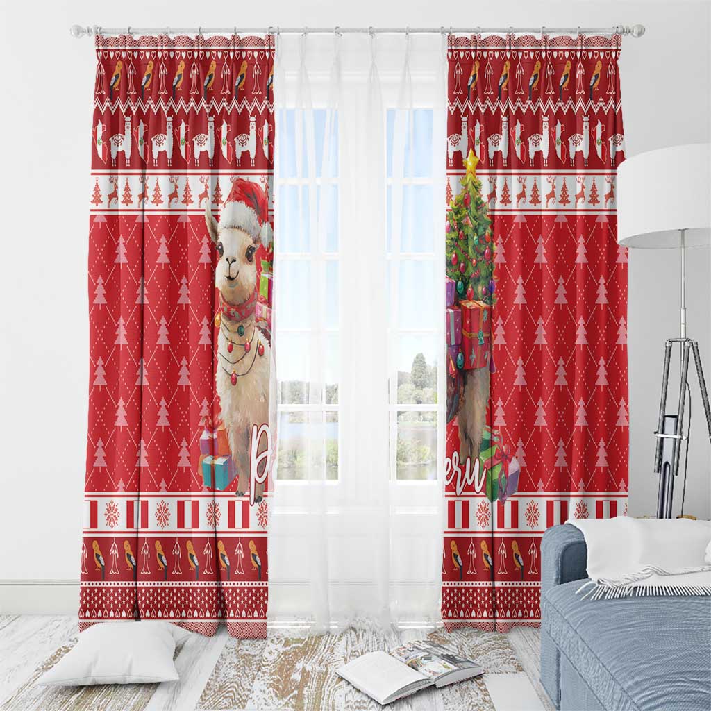Peru Christmas Window Curtain Peruvian Alpaca Feliz Navidad - Wonder Print Shop