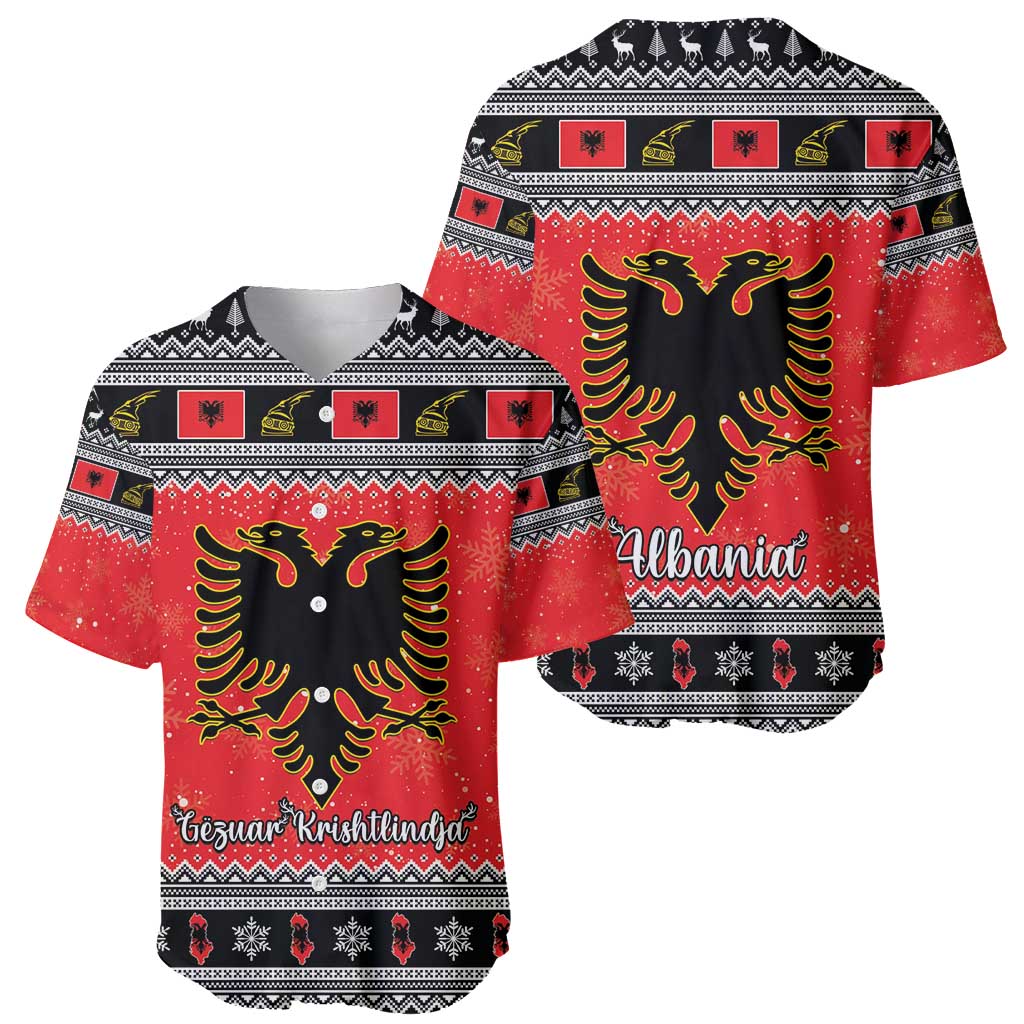 Albania Christmas Baseball Jersey Albanian Eagle Gezuar Krishtlindja - Wonder Print Shop