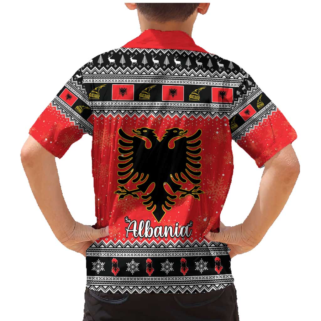 Albania Christmas Family Matching Mermaid Dress and Hawaiian Shirt Albanian Eagle Gezuar Krishtlindja - Wonder Print Shop