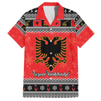 Albania Christmas Family Matching Off The Shoulder Long Sleeve Dress and Hawaiian Shirt Albanian Eagle Gezuar Krishtlindja - Wonder Print Shop
