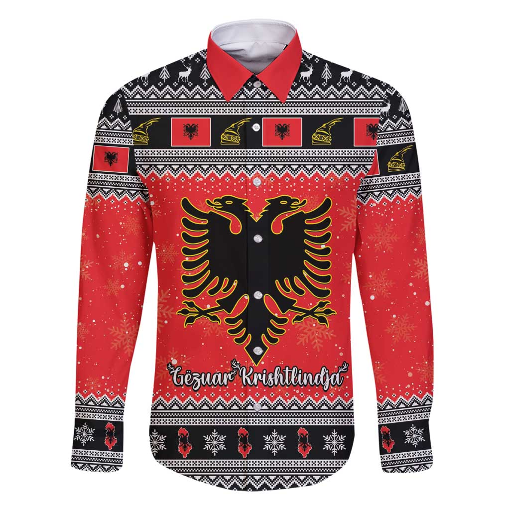 Albania Christmas Family Matching Off Shoulder Short Dress and Hawaiian Shirt Albanian Eagle Gezuar Krishtlindja - Wonder Print Shop