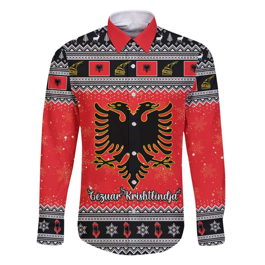 Albania Christmas Family Matching Short Sleeve Bodycon Dress and Hawaiian Shirt Albanian Eagle Gezuar Krishtlindja - Wonder Print Shop