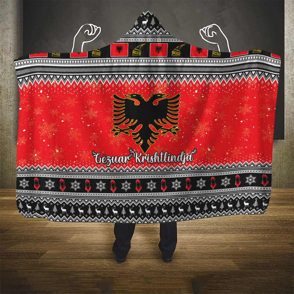 Albania Christmas Hooded Blanket Albanian Eagle Gezuar Krishtlindja
