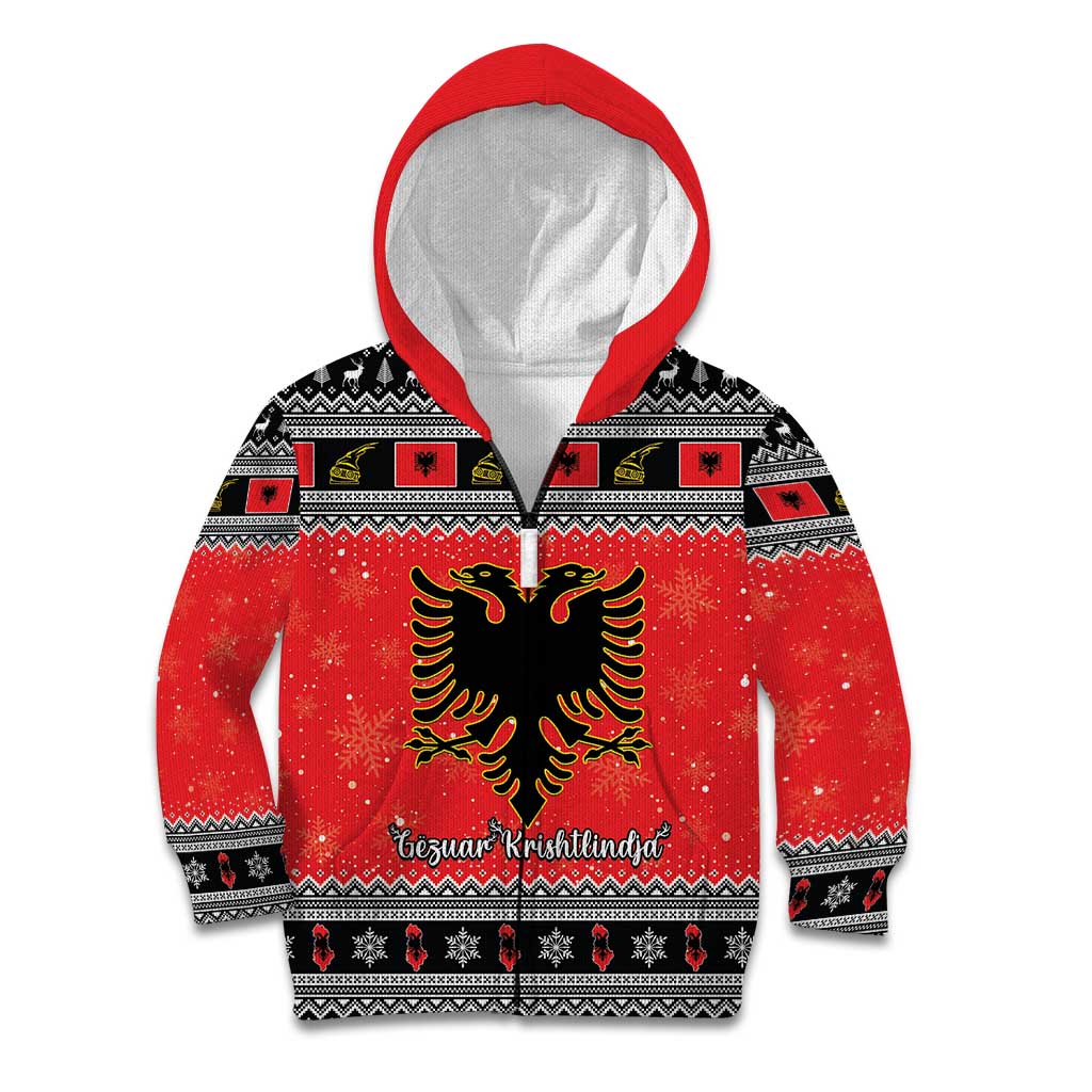 Albania Christmas Kid Hoodie Albanian Eagle Gezuar Krishtlindja - Wonder Print Shop