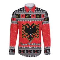 Albania Christmas Long Sleeve Button Shirt Albanian Eagle Gezuar Krishtlindja - Wonder Print Shop