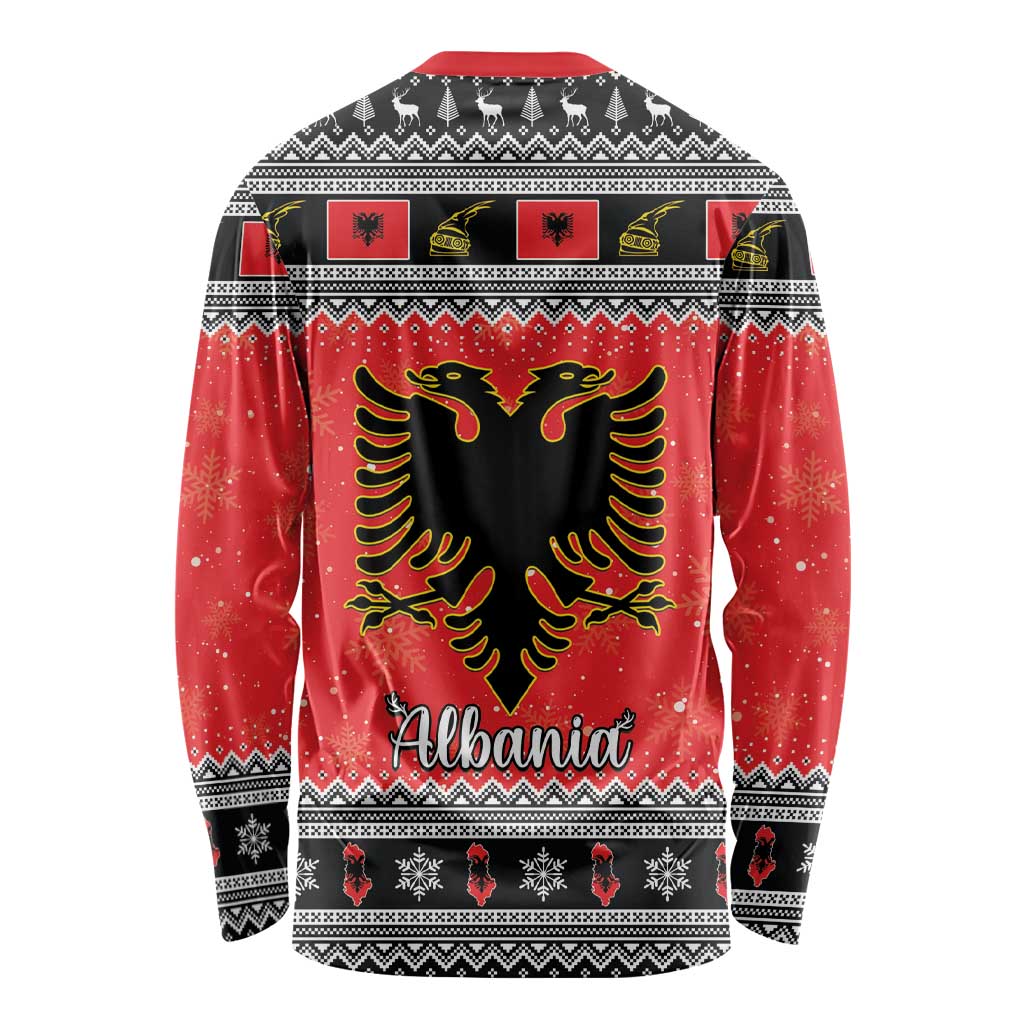 Albania Christmas Long Sleeve Shirt Albanian Eagle Gezuar Krishtlindja - Wonder Print Shop