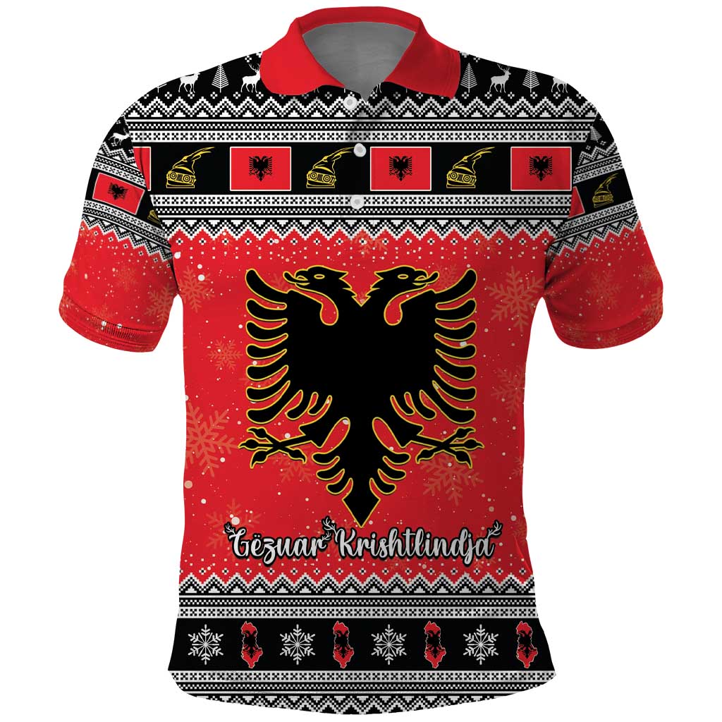 Albania Christmas Polo Shirt Albanian Eagle Gezuar Krishtlindja - Wonder Print Shop