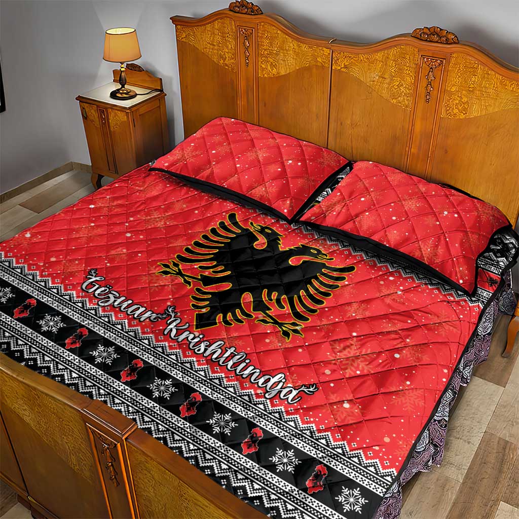 Albania Christmas Quilt Bed Set Albanian Eagle Gezuar Krishtlindja - Wonder Print Shop