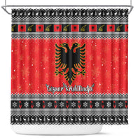 Albania Christmas Shower Curtain Albanian Eagle Gezuar Krishtlindja