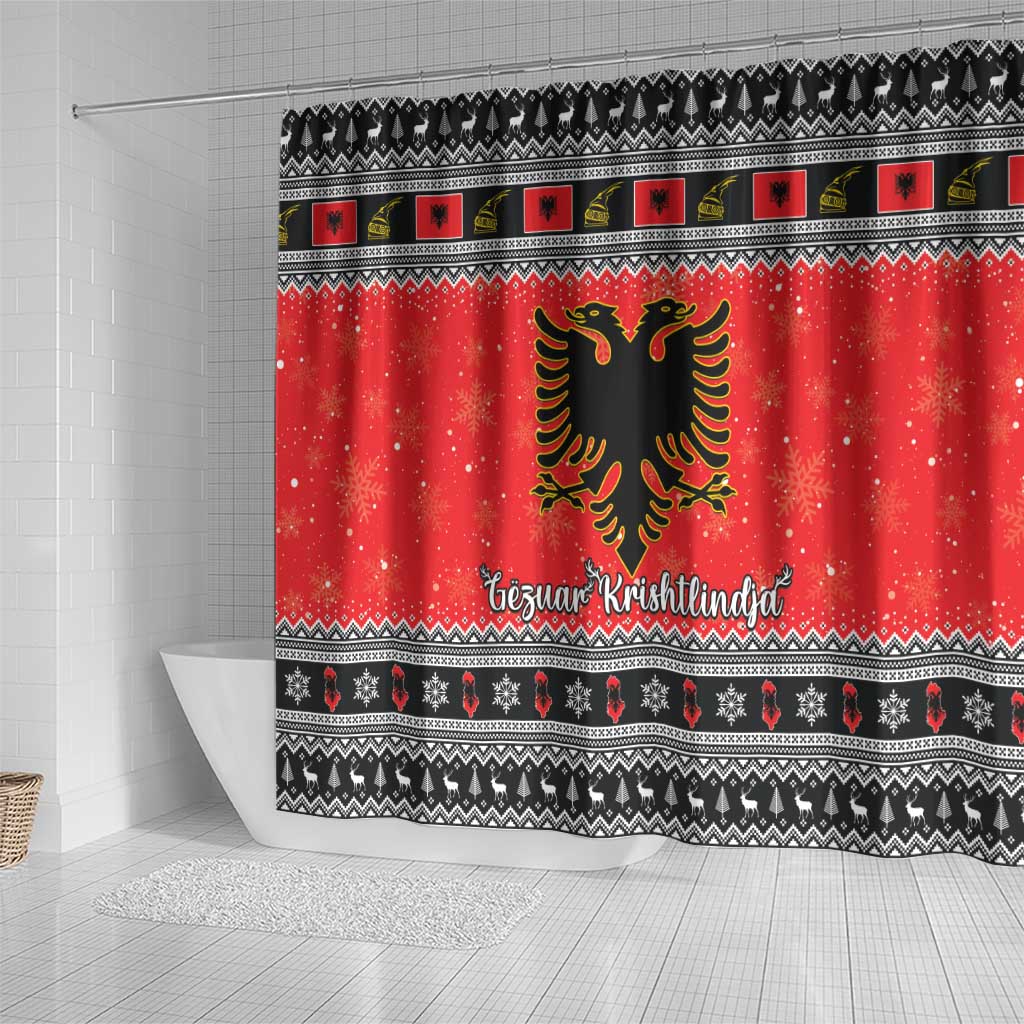 Albania Christmas Shower Curtain Albanian Eagle Gezuar Krishtlindja
