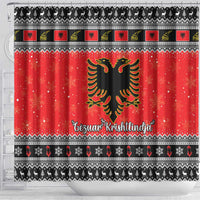 Albania Christmas Shower Curtain Albanian Eagle Gezuar Krishtlindja