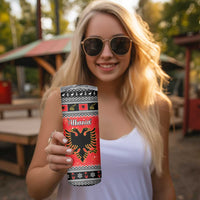 Albania Christmas Skinny Tumbler Albanian Eagle Gezuar Krishtlindja - Wonder Print Shop