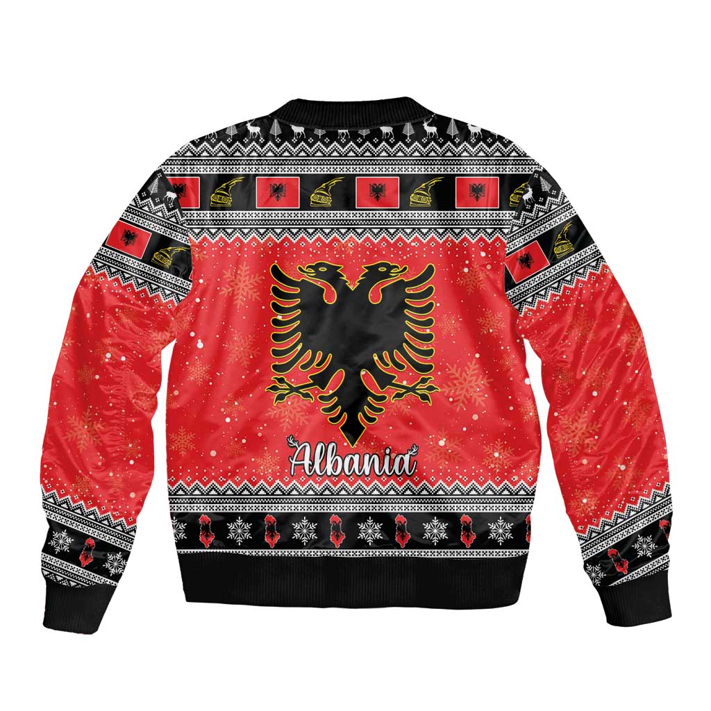 Albania Christmas Sleeve Zip Bomber Jacket Albanian Eagle Gezuar Krishtlindja - Wonder Print Shop
