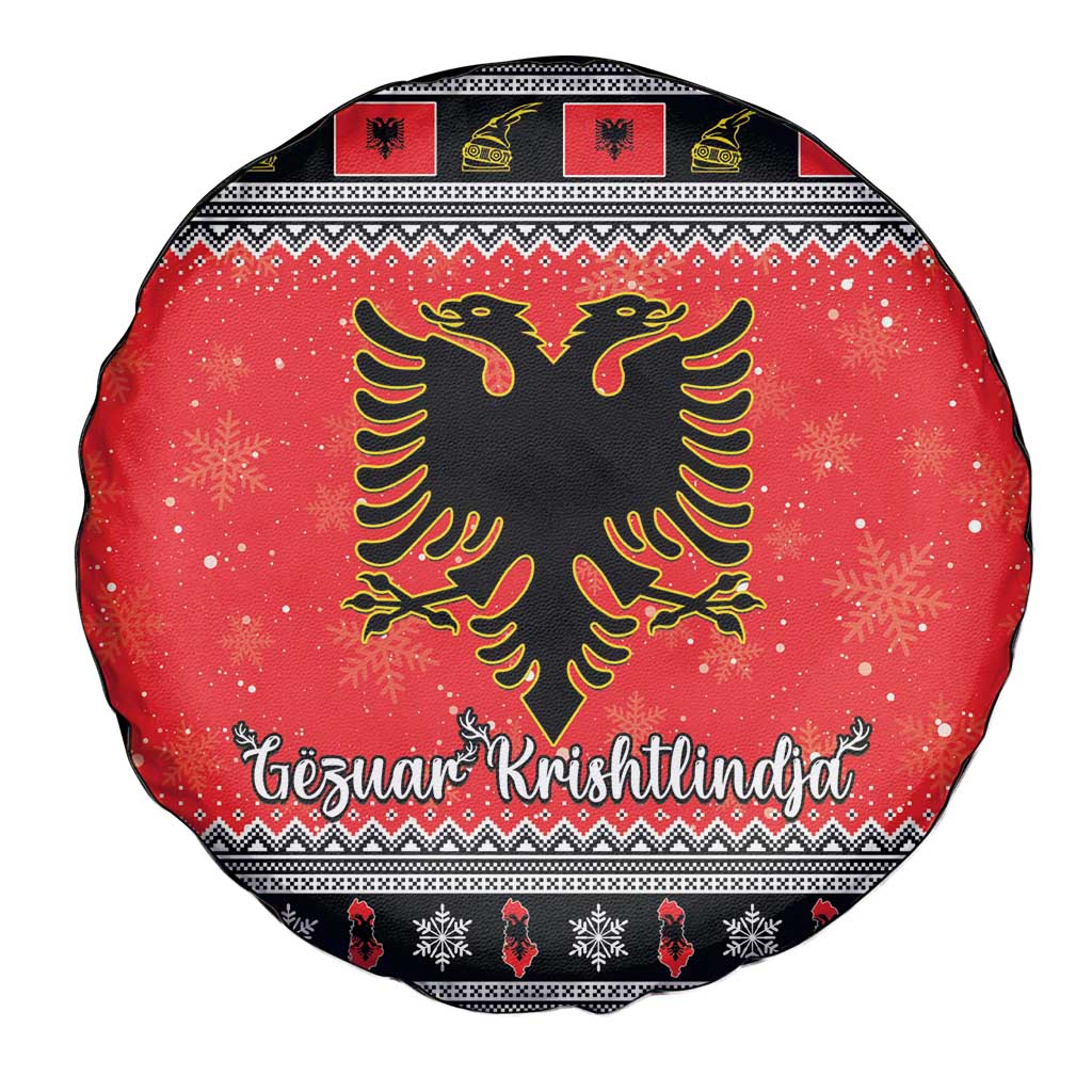 Albania Christmas Spare Tire Cover Albanian Eagle Gezuar Krishtlindja - Wonder Print Shop