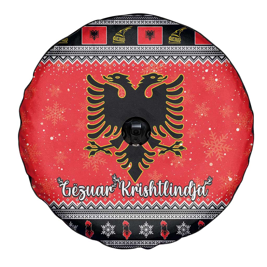 Albania Christmas Spare Tire Cover Albanian Eagle Gezuar Krishtlindja - Wonder Print Shop