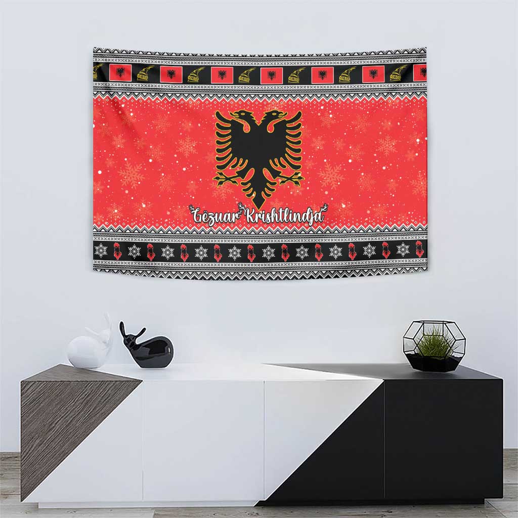 Albania Christmas Tapestry Albanian Eagle Gezuar Krishtlindja - Wonder Print Shop