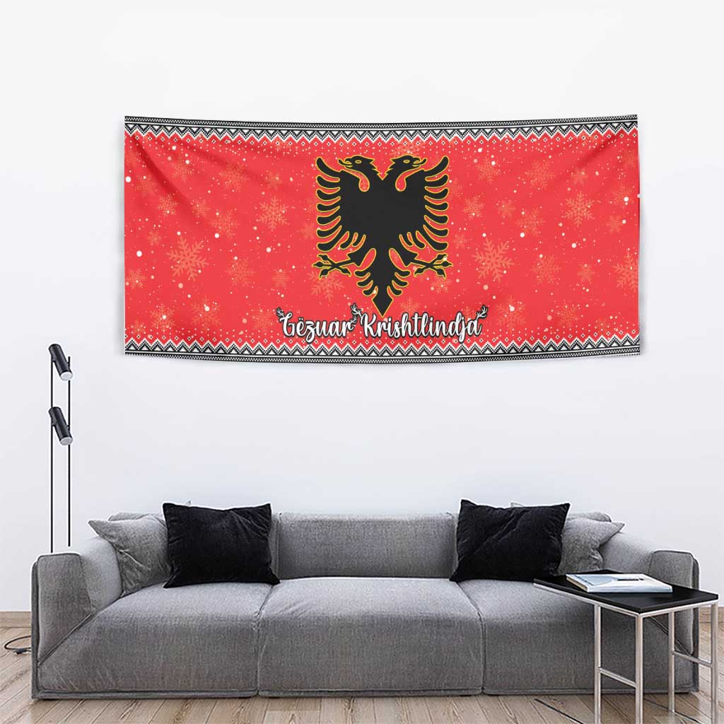 Albania Christmas Tapestry Albanian Eagle Gezuar Krishtlindja - Wonder Print Shop