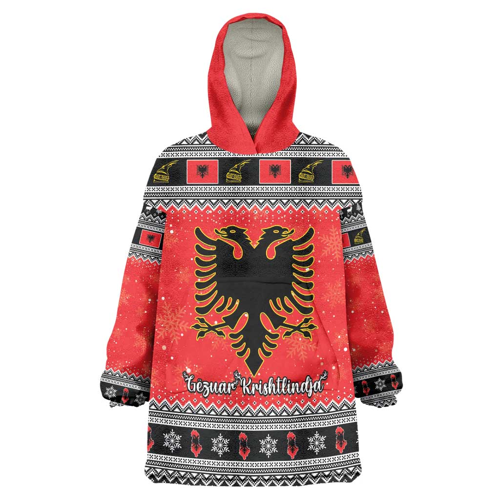 Albania Christmas Wearable Blanket Hoodie Albanian Eagle Gezuar Krishtlindja - Wonder Print Shop