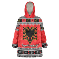 Albania Christmas Wearable Blanket Hoodie Albanian Eagle Gezuar Krishtlindja - Wonder Print Shop