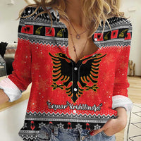 Albania Christmas Women Casual Shirt Albanian Eagle Gezuar Krishtlindja - Wonder Print Shop